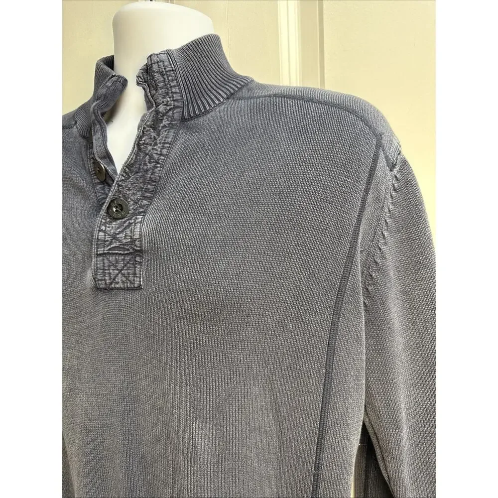 BKE‎ Men's Large Blue Ryder 1/4 ButtonHenley Sweater Knit Cotton Pullover Casual